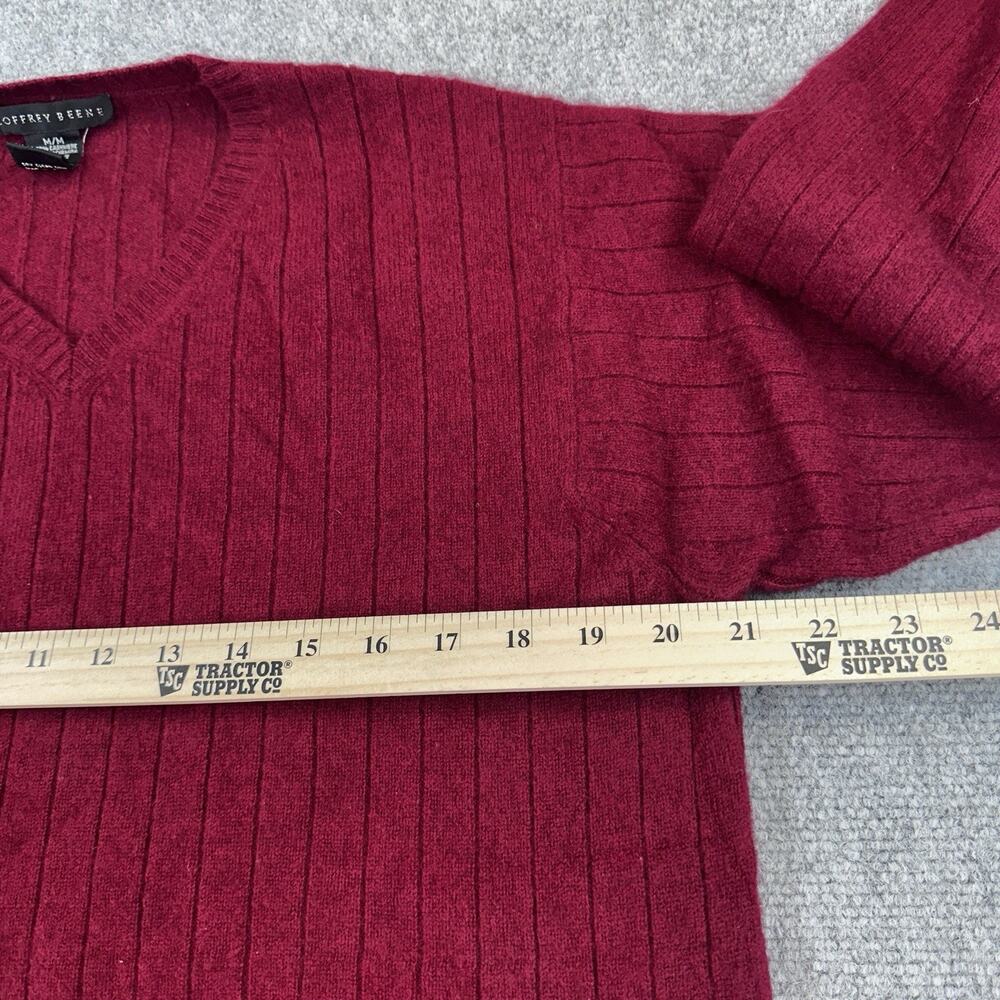 Geoffrey Beene 100% Cashmere V Neck Sweater Mens Medium Red Business Casual - Picture 4 of 6